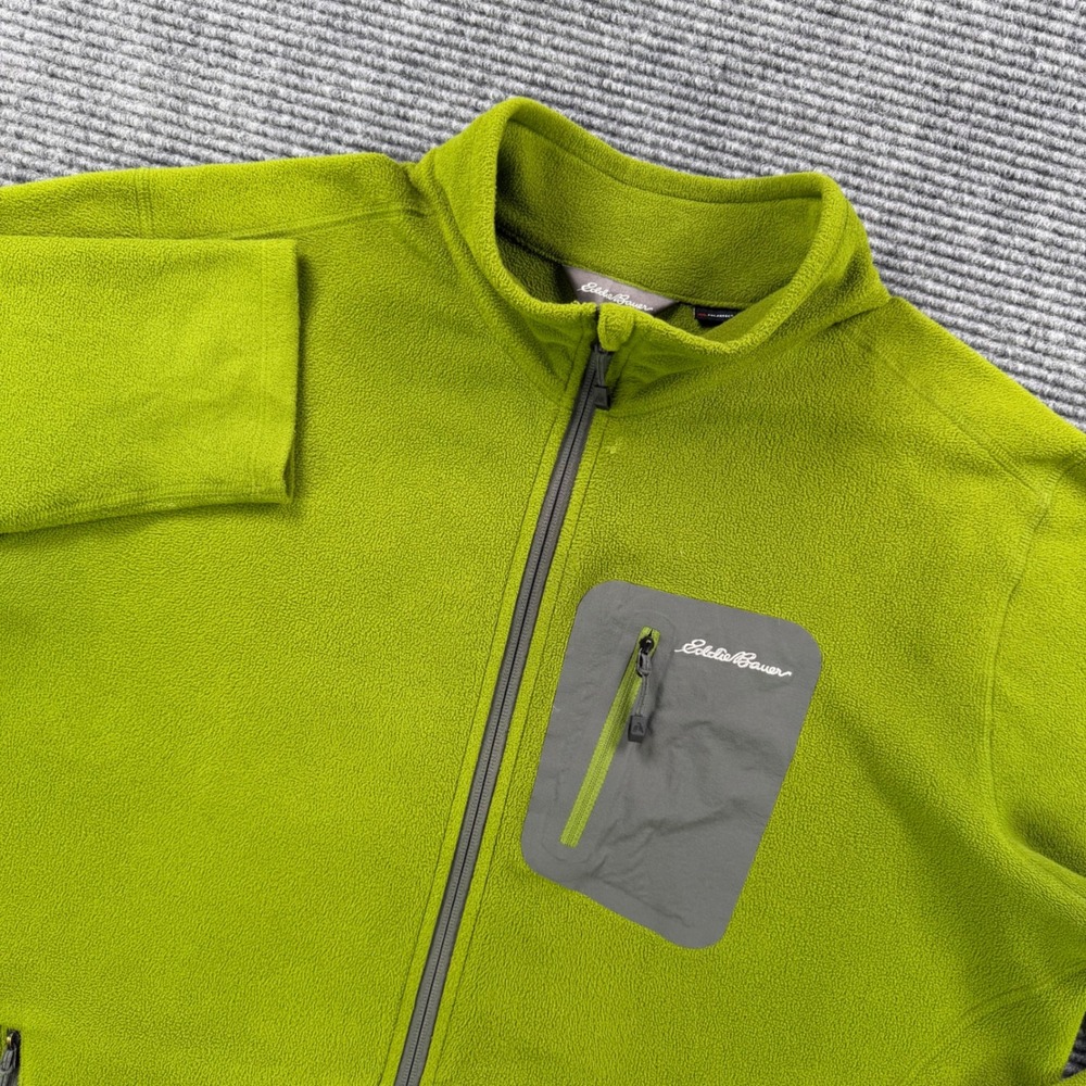 Eddie Bauer First Ascent Polartec Fleece Jacket Mens XL Green Full Zip Hiking